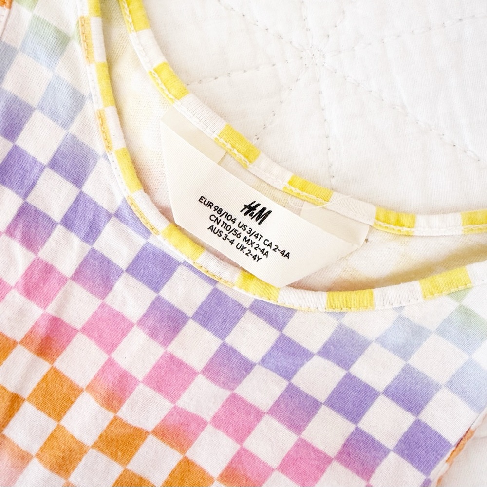 3T/4T H&M Kids Multicolor Rainbow Checkered Casual Dress - Picture 2 of 3